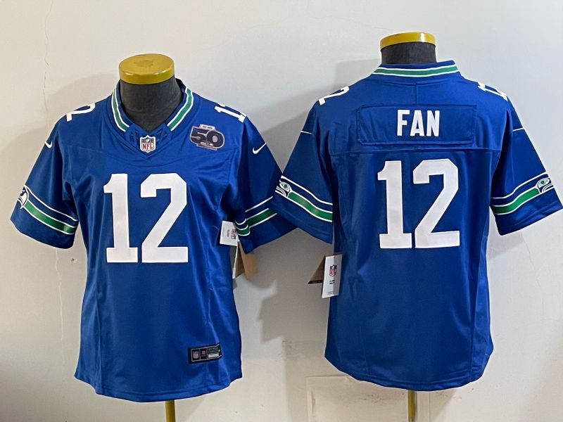 Women 2026 Seattle Seahawks #12 Fan Blue 3th generations Nike Limited NFL Jersey style 002->youth nfl jersey->Youth Jersey